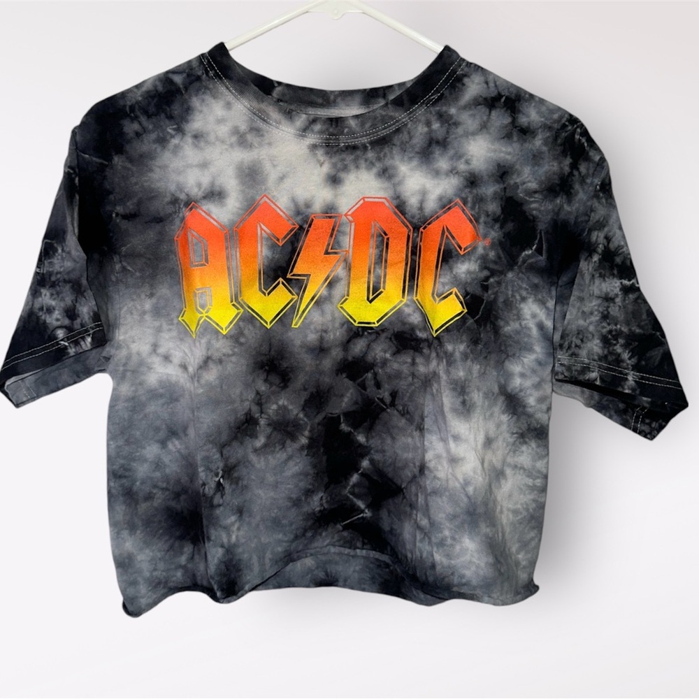 AC/DC Cropped Graphic Tie Dye Tee Shirt Women’s Size Small